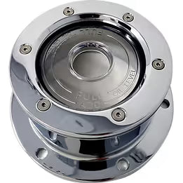 LT-CFOC-7W Chrome Plated Billet Aluminum Front Oil Cap Covers for 5-1/2" Bolt Pattern for BUD WHEELS & LARGE BOLT PATTERNS 1994 & Older - With WINDOW CENTER (Pair) hub cap Light Slate Gray