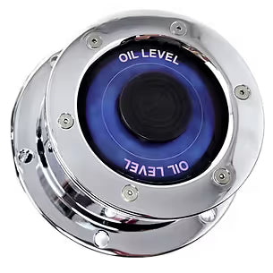 Chrome Plated Billet Aluminum Front Oil Cap Covers for 5-1/2" Bolt Pattern for BUD WHEELS & LARGE BOLT PATTERNS 1994 & Older (Choose Window Color) Blue Gray