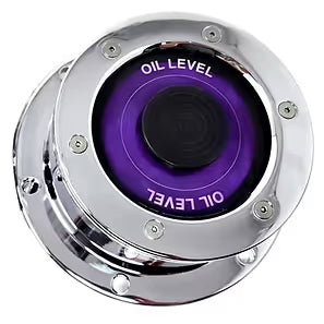 Chrome Plated Billet Aluminum Front Oil Cap Covers for 5-1/2" Bolt Pattern for BUD WHEELS & LARGE BOLT PATTERNS 1994 & Older (Choose Window Color) Purple Gray