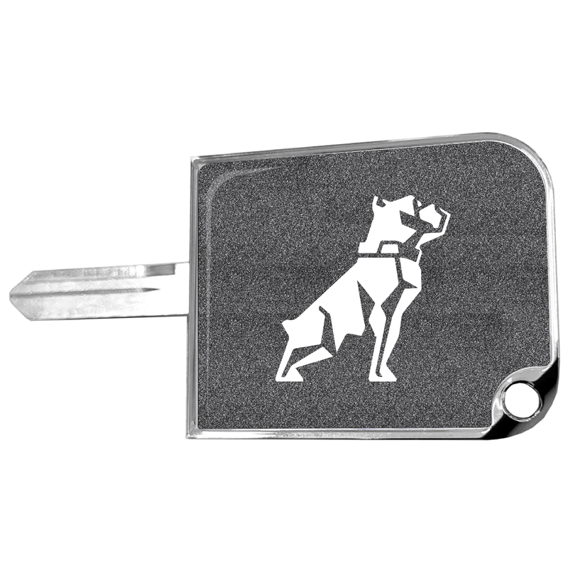 CK-SKC1-M2-5778 rectangular big key cover, Mack bulldog logo, metallic black