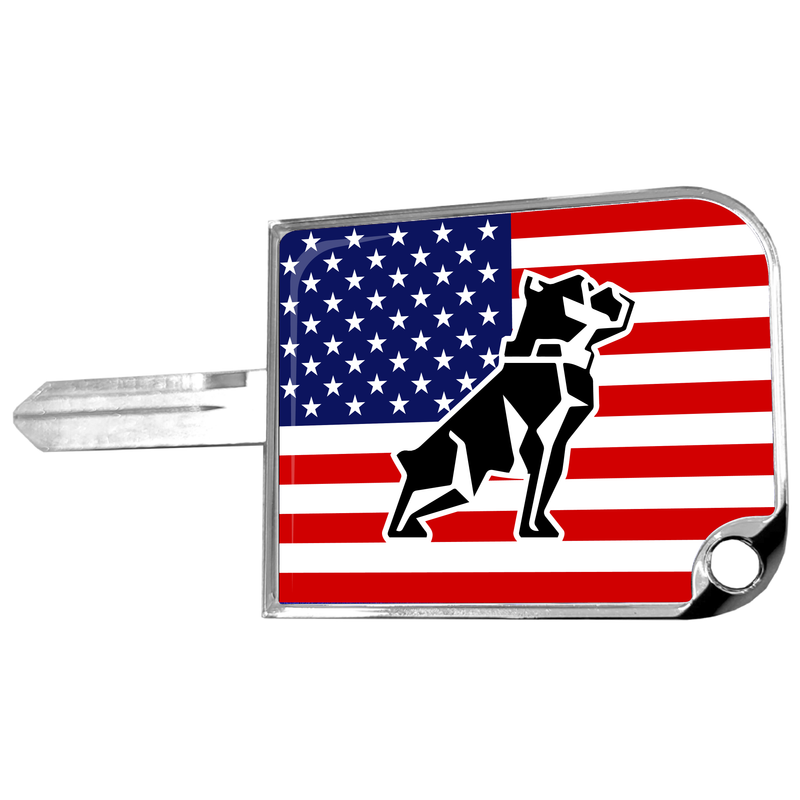 CK-SKC1-M2-USA rectangular big key cover, Mack bulldog logo, US flag