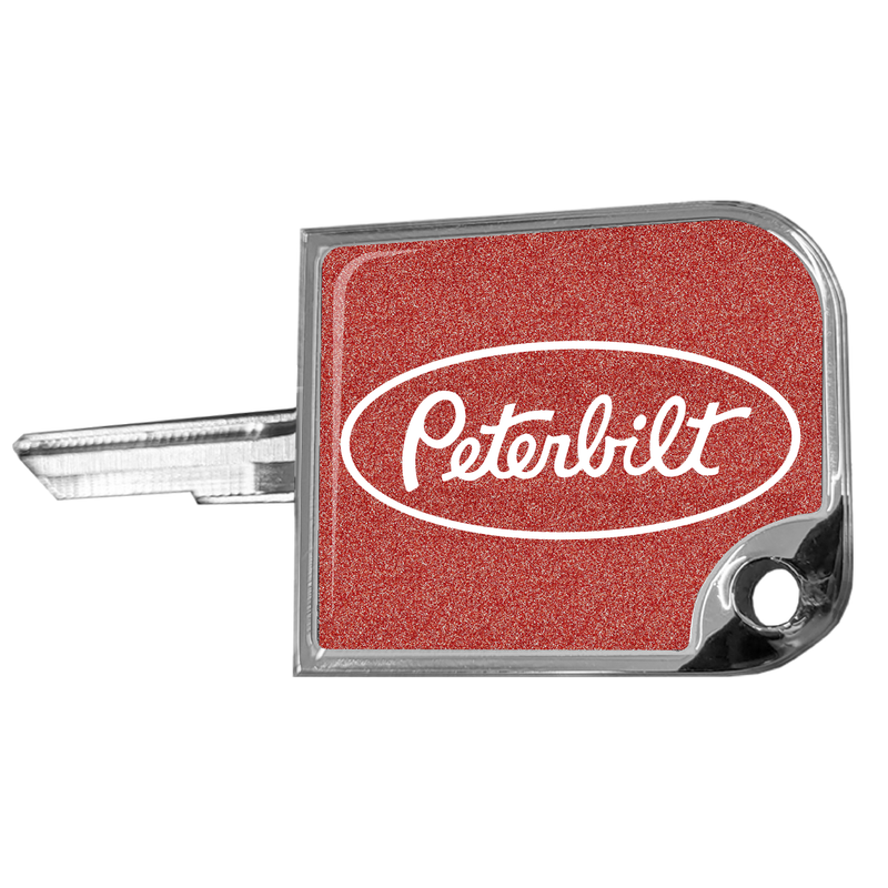 CK-SKC2-P1-5781 rectangular small key cover, Peterbilt oval logo, metallic red