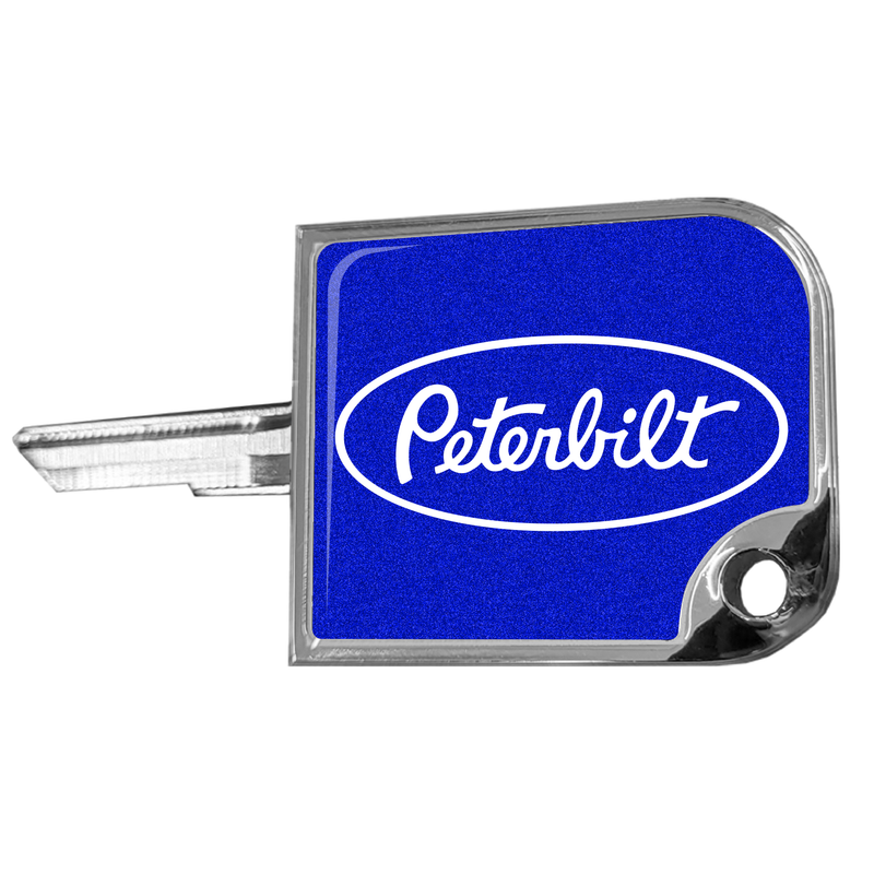 CK-SKC2-P1-7747 rectangular small key cover, Peterbilt oval logo, blue