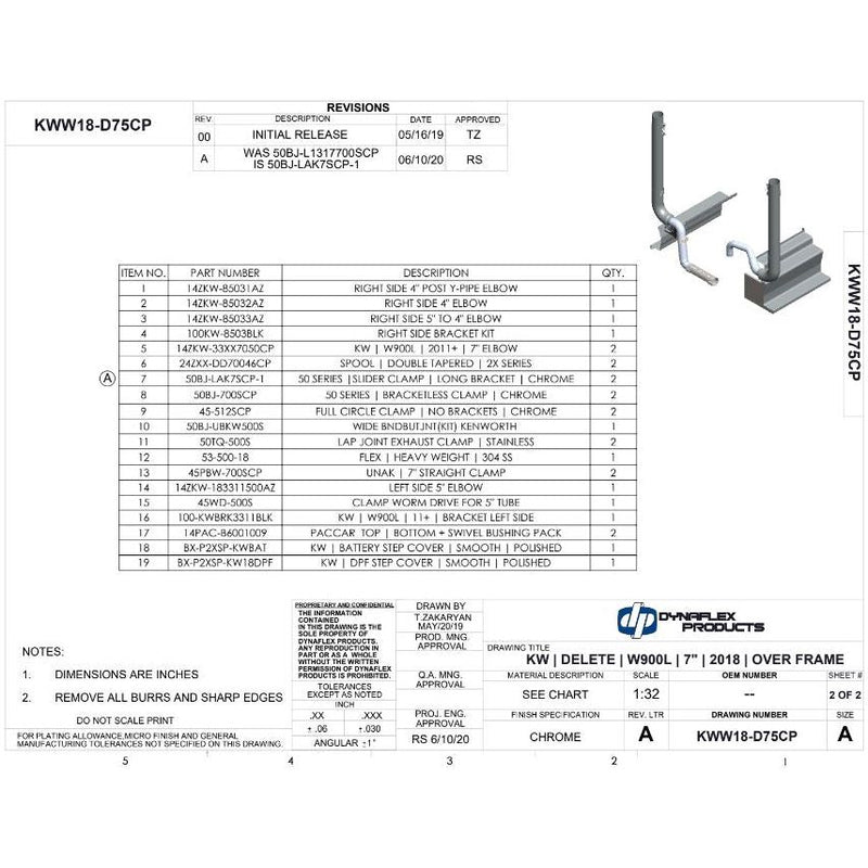 DP-KWW18-D75CP 7'' REDUCED TO 5'' EXHAUST KIT W/ KW W900L 2019 DELETED Dark Slate Gray