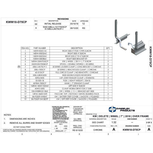 DP-KWW18-D75CP 7'' REDUCED TO 5'' EXHAUST KIT W/ KW W900L 2019 DELETED Dark Slate Gray