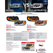 Peterbilt 389 Trux headlights (Choose style and Color) dot approved (ALL LED) PETERBILT Heated / Chrome / Driver's Side,Heated / Chrome / Passenger's Side,Heated / Black / Driver's Side,Heated / Black / Passenger's Side,Standard / Chrome / Driver's Side,Standard / Chrome / Passenger's Side,Standard / Black / Driver's Side,Standard / Black / Passenger's Side Black