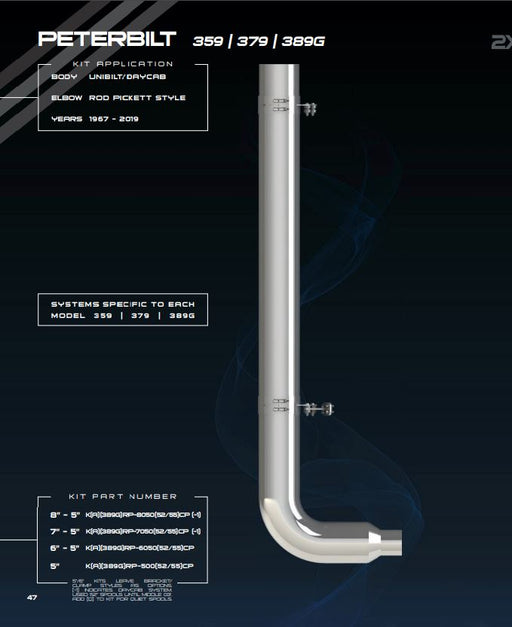 Black DP-KRP-50052CP 5'' EXHAUST KIT W/ 52'' SPOOLS & PETE PICKETT ELBOWS (87-03) EXHAUST Default Title