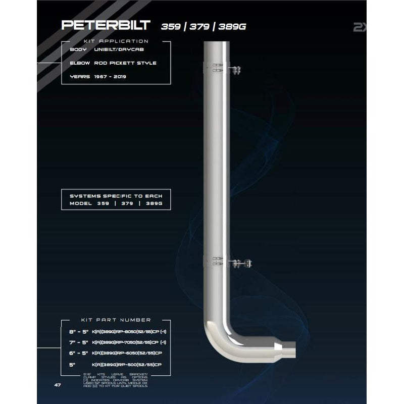 #KRP-50052CP Dynaflex 5'' EXHAUST KIT W/ 52'' SPOOLS & PETE PICKETT ELBOWS (87-03) EXHAUST Black