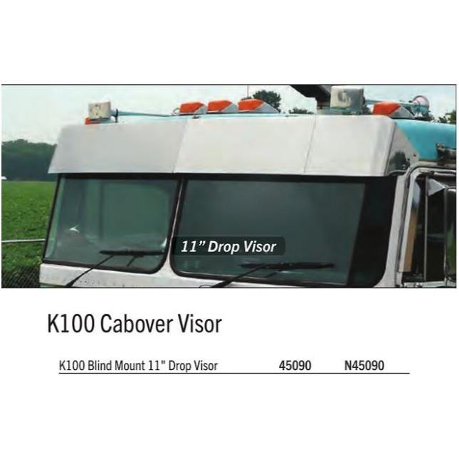 RW-45090 KW K100 CABOVER BLIND MOUNT 11" DROP VISOR VISOR Light Gray