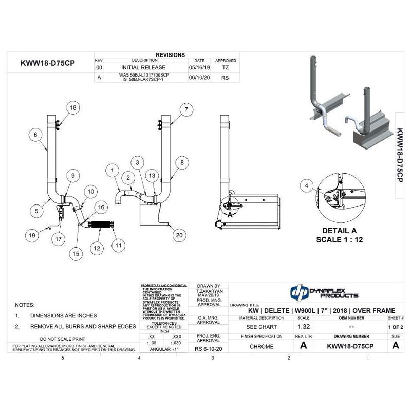 DP-KWW18-D75CP 7'' REDUCED TO 5'' EXHAUST KIT W/ KW W900L 2019 DELETED Dark Slate Gray
