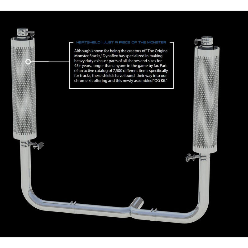 #KDROG-5CP PETERBILT 359 | 379 | 389G | OG OLD SCHOOL KIT (w/ 5" chrome y pipe) 10" mufflers (s.s. shields) EXHAUST Dark Gray