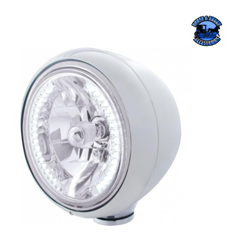 GUIDE 682-C STYLE HEADLIGHT H4 BULB WITH 34 WHITE LED (Choose Color) HEADLIGHT Chrome Light Gray