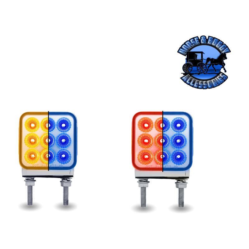3" Double Face LEDs - Trux Dual Revolution (Choose Style and Color) DOUBLE FACE Amber/Red Stop Turn & Tail to Blue Double Post - 30 Diodes Midnight Blue