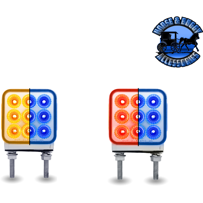 Midnight Blue 3" Double Face LEDs - Trux Dual Revolution (Choose Style and Color) 3" DOUBLE FACE Amber/Red Stop Turn & Tail to Blue Double Post - 30 Diodes