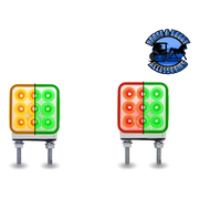 3" Double Face LEDs - Trux Dual Revolution (Choose Style and Color) DOUBLE FACE Amber/Red Stop Turn & Tail to Green Double Post - 30 Diodes Forest Green