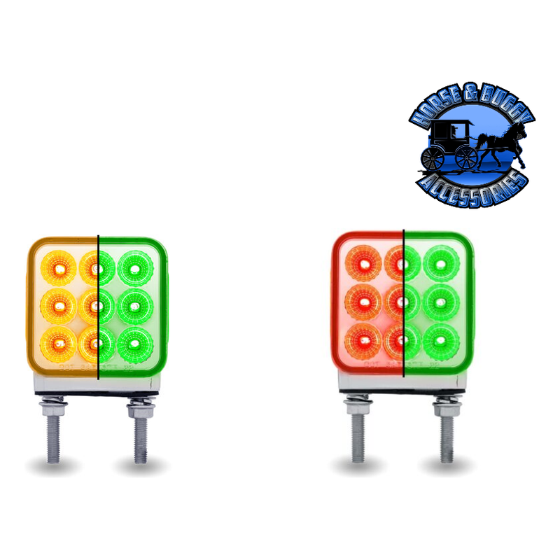 3" Double Face LEDs - Trux Dual Revolution (Choose Style and Color) DOUBLE FACE Amber/Red Stop Turn & Tail to Green Double Post - 30 Diodes Forest Green