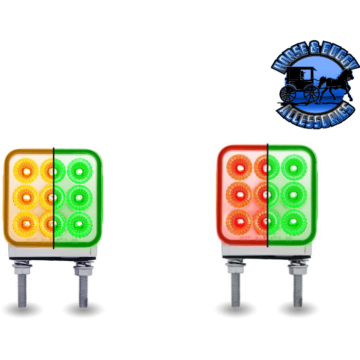 Forest Green 3" Double Face LEDs - Trux Dual Revolution (Choose Style and Color) 3" DOUBLE FACE Amber/Red Stop Turn & Tail to Green Double Post - 30 Diodes