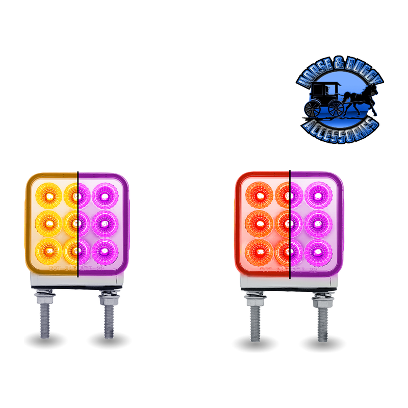 3" Double Face LEDs - Trux Dual Revolution (Choose Style and Color) DOUBLE FACE Amber/Red Stop Turn & Tail to Purple Double Post - 30 Diodes Thistle