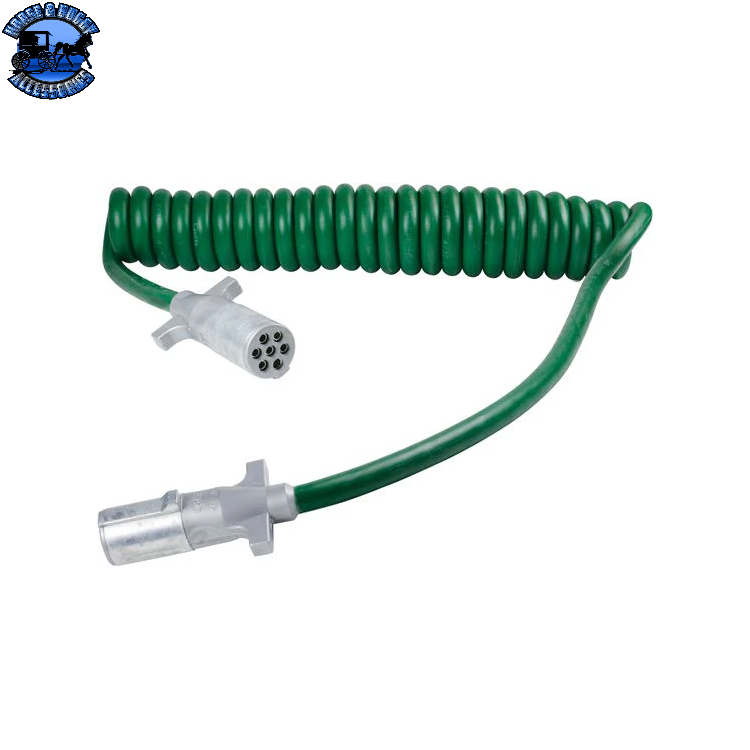 LP-1447179 Trailer Cable, 1 x 8/2 x 10/4 x 12 AWG, 20' Length, Coiled, Heavy-Duty, Premium Polyurethane Jacket, ABS, Green