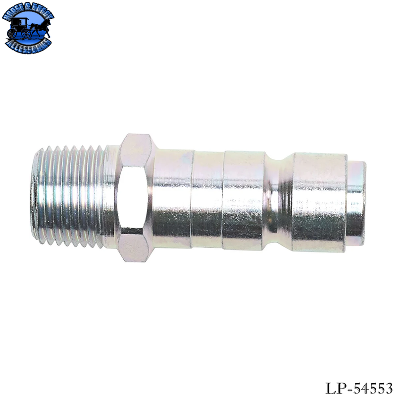 LP-54553 Heavy-Duty Quick Disconnect Plug, Steel, Tru-Flate Design, Male NPTF, 1/2" Body Size, 3/8-18" Thread Size