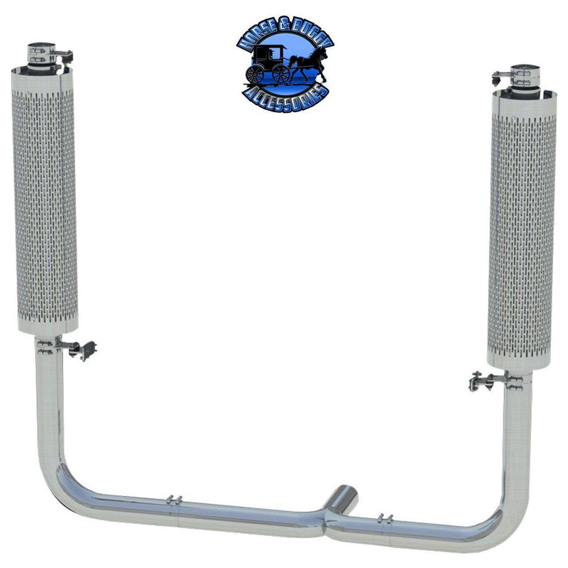 #KDROG-5CP PETERBILT 359 | 379 | 389G | OG OLD SCHOOL KIT (w/ 5" chrome y pipe) 10" mufflers (s.s. shields) EXHAUST Dark Gray