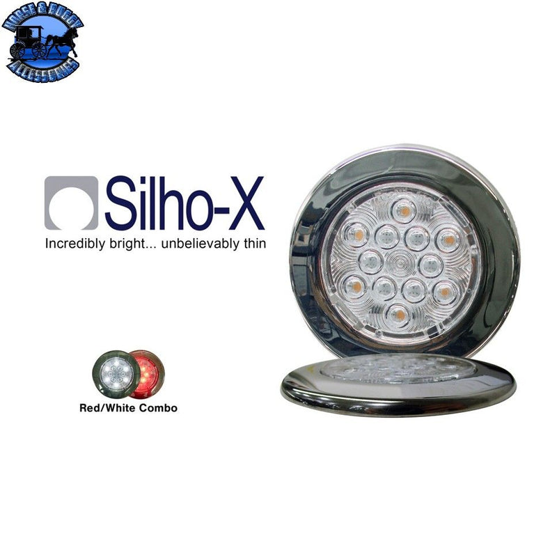 TN-E06-WS0B-1 SILHO-X 4'' ROUND WHITE/BLUE COMBO LIGHT S.S. TRIM RING