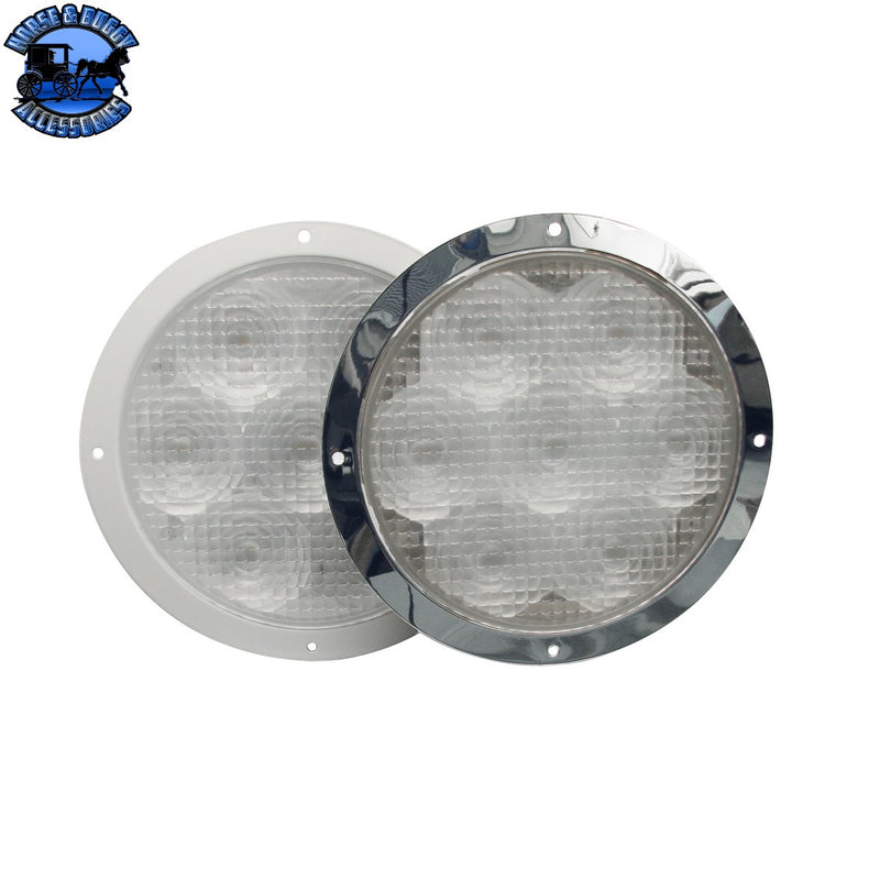 TN-E07WC001 WHITE EMERGENCY VEHICLE INTERIOR LIGHT CHROME TRIM