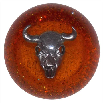 Saddle Brown Cow Skull Brake Knobs (5/8"-11 female threads) brake knob Amber Glitter
