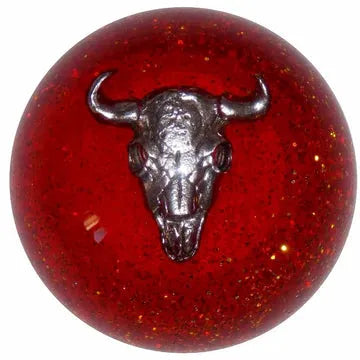Dark Red Cow Skull Brake Knobs (5/8"-11 female threads) brake knob Orange Glitter