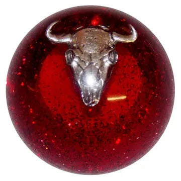 Dark Red Cow Skull Shift Knobs (1/2"-13 female threads) SHIFTER Red Glitter