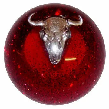 Dark Red Cow Skull Brake Knobs (5/8"-11 female threads) brake knob Red Glitter