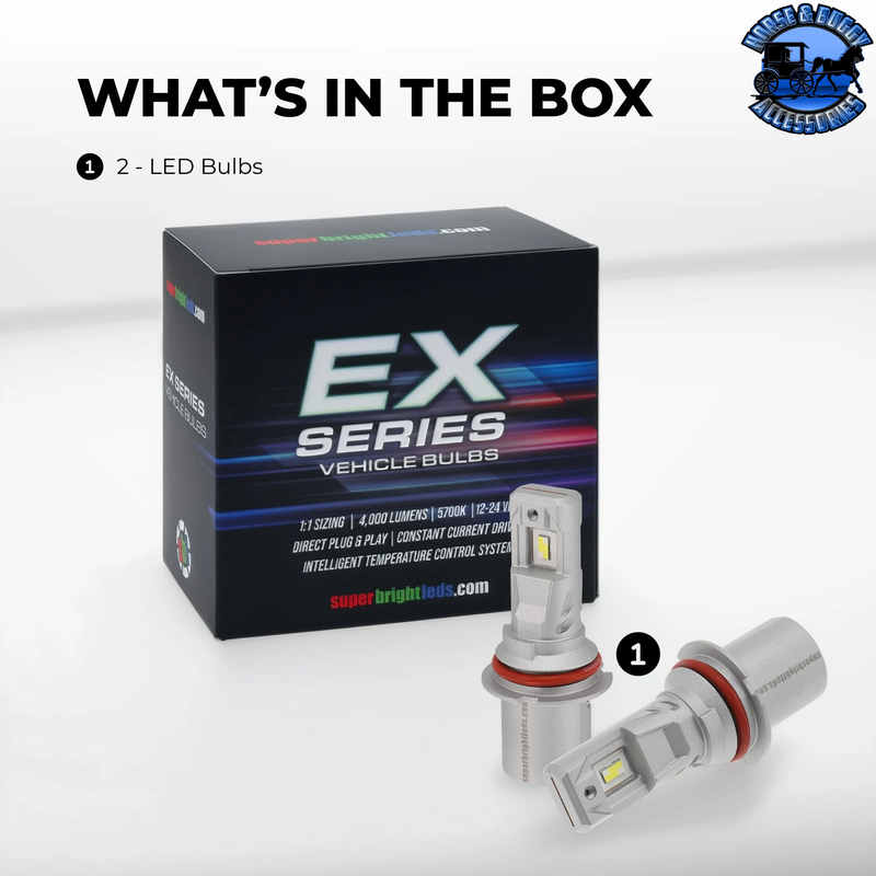 SB-EXHL-9007 9007/HB5 LED LIGHT BULBS - 34W/PAIR - FANLESS 4,000 LUMENS/SET - 5700K
