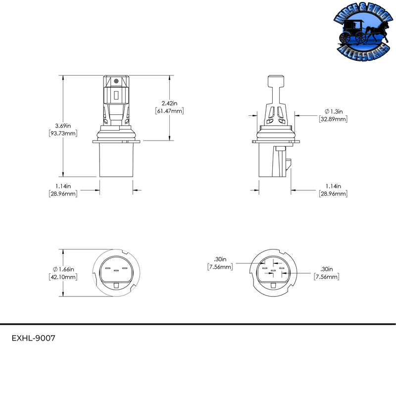 SB-EXHL-9007 9007/HB5 LED LIGHT BULBS - 34W/PAIR - FANLESS 4,000 LUMENS/SET - 5700K