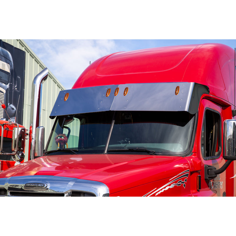 #f-3311 Aranda Freightliner Cascadia (high & mid roof) 18" drop visor (w/5 oem light holes) 2007-2024