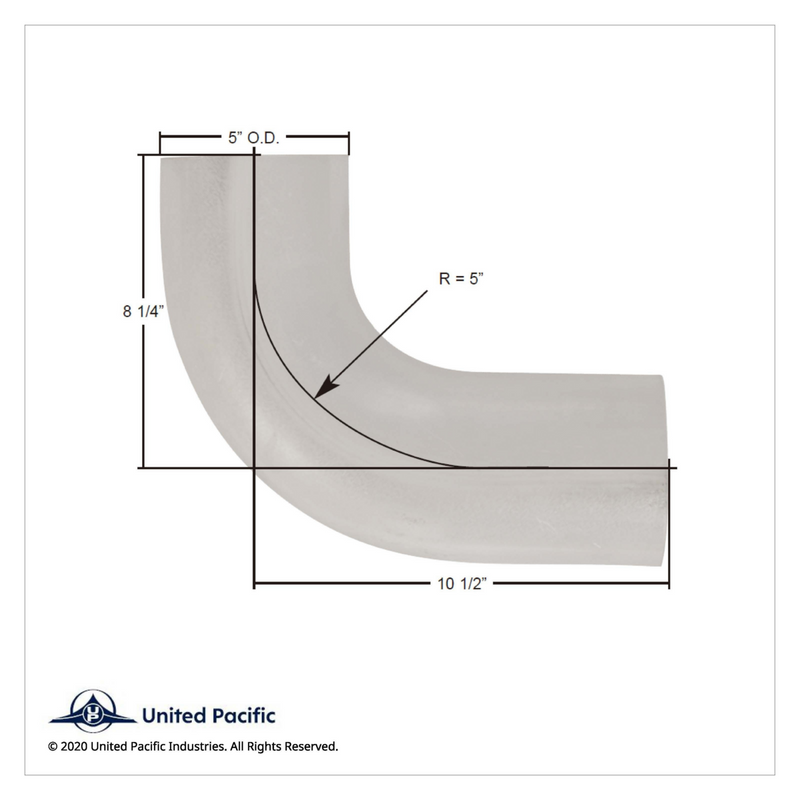 UNITED PACIFIC ALUMINIZED 90 DEGREE EXHAUST ELBOW FOR FREIGHTLINER 04-09586-013 Part No. 18325 #FLV-09586-013