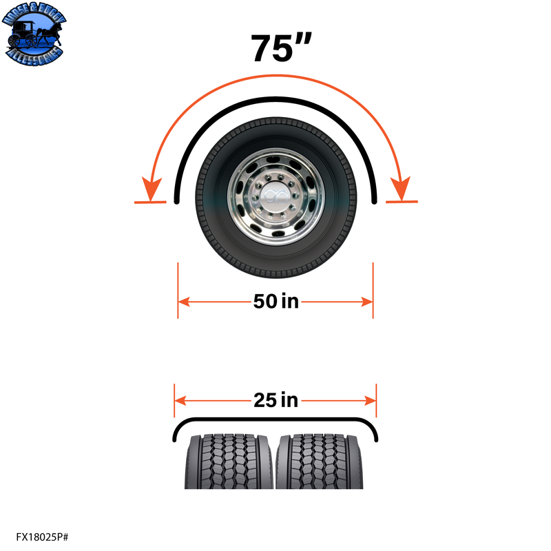 FX18025P 75" Poly Single Axle Fender - Black