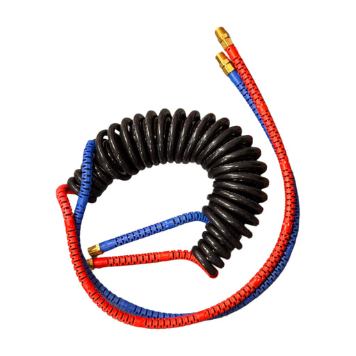 119-444 09-055000134 COMPACT COIL IN COIL (15 ft. Long) Red & Blue Grips, 40" Leads AIR HOSE Dark Gray
