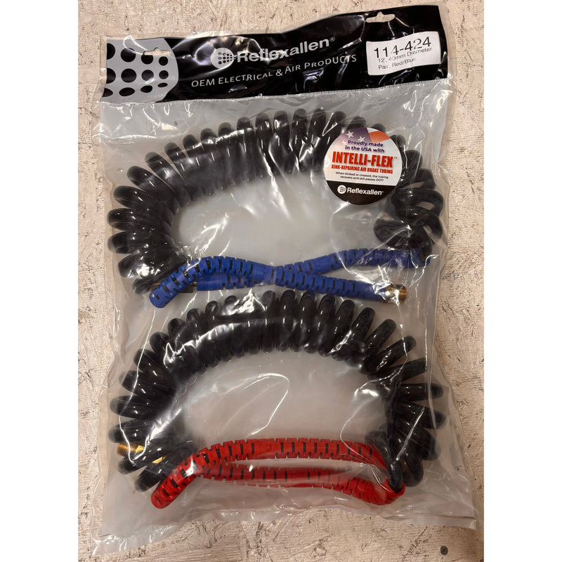 #114-424 (12 ft. long) 40mm Diameter, Pair, Red/Blue Grips 12" leads AIR HOSE Rosy Brown