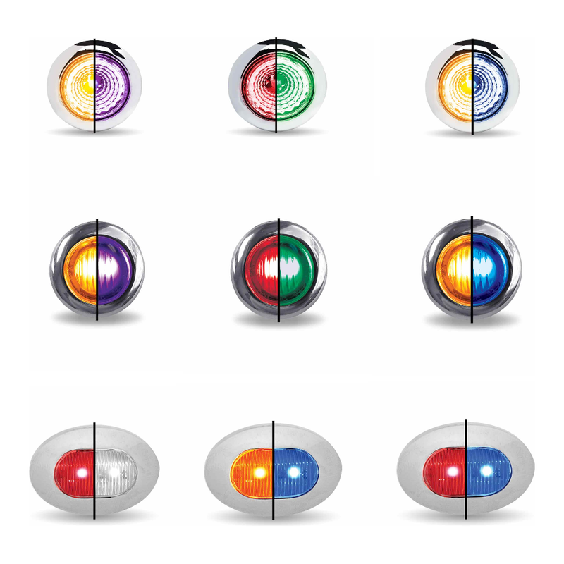 3/4" Trux Dual Revolution LEDs (Choose Color and Style) 3/4" Light 3/4″ Amber to Blue Round – 1 Diode,3/4″ Amber to Green Round – 1 Diode,3/4″ Amber to Purple Round – 1 Diode,3/4″ Amber to Red Round – 1 Diode,3/4″ Amber to White Round – 1 Diode,3/4″ Red to Blue Round – 1 Diode,3/4″ Red to Green Round – 1 Diode,3/4″ Red to Purple Round – 1 Diode,3/4″ Red to White Round – 1 Diode,3/4″ Amber to Blue Round – 2 Diodes,3/4″ Amber to Green Round – 2 Diodes,3/4″ Amber to Purple Round – 2 Diodes,3/4″ Amber to Pink R