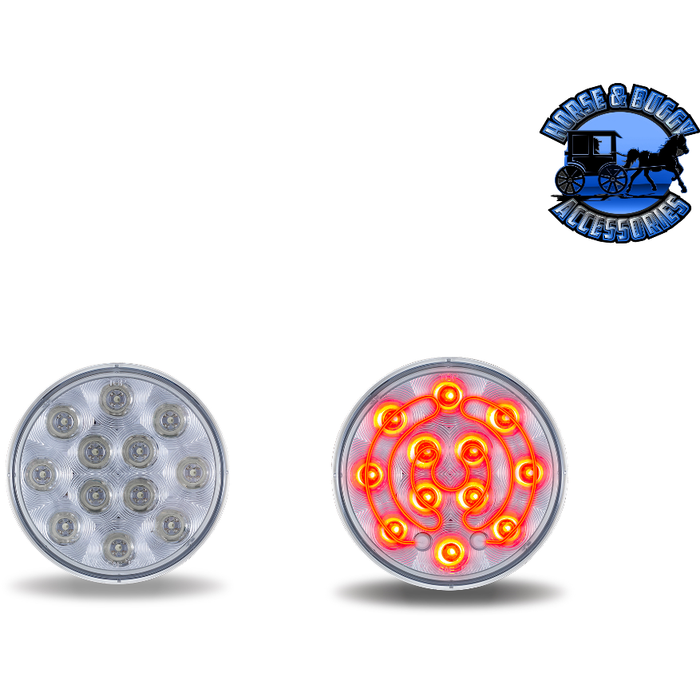 Gray 4" Heated Round Trux LEDs (Choose Color) 4" ROUND Clear Red - 12 Diodes