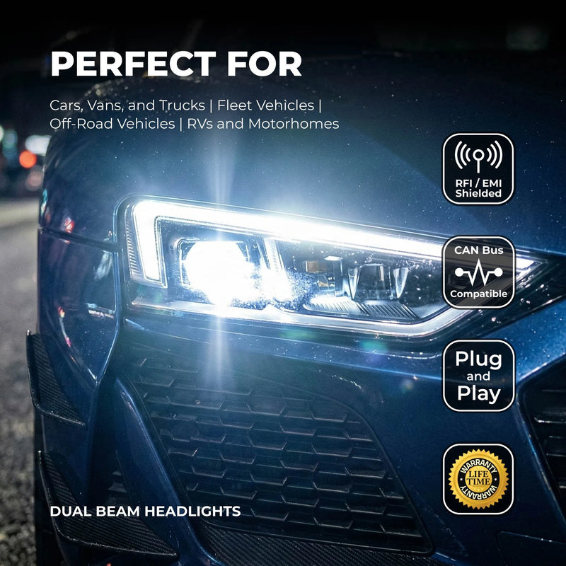 SB-HPHL-9004 9004 / HB1 LED Light Bulbs - High Power 90W - Dual Beam - 10,000 Lumens - 6500K