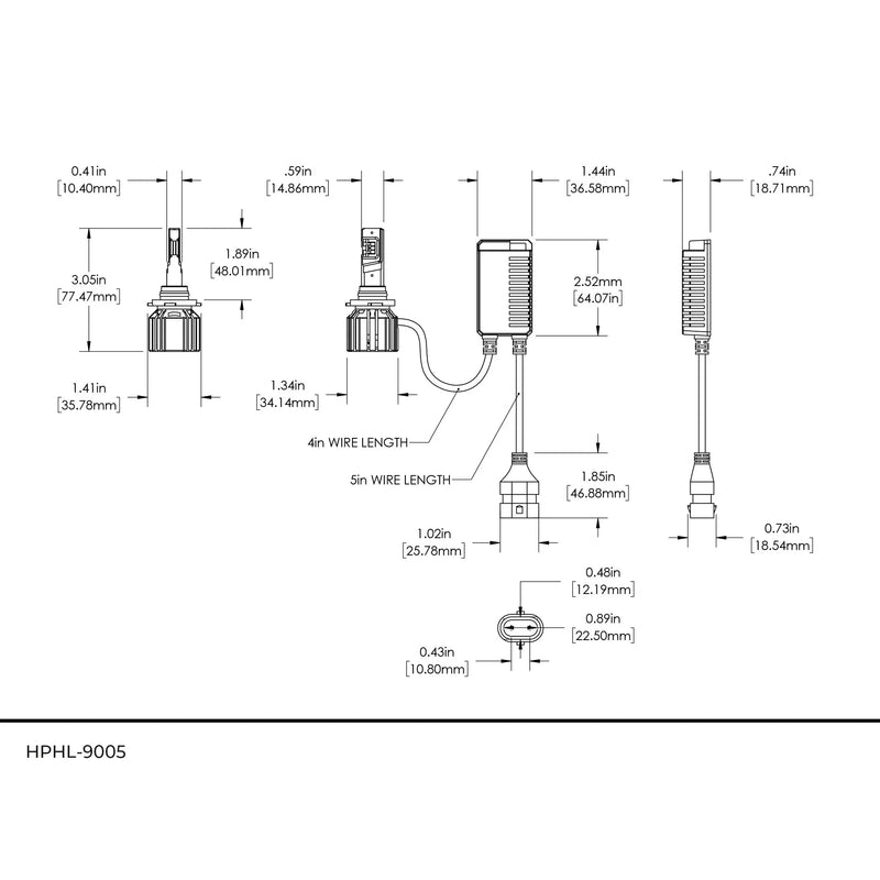 SB-HPHL-9005 9005 / HB3 LED Light Bulbs - High Power 90W - High Beam / Low Beam - 10,000 Lumens - 6500K
