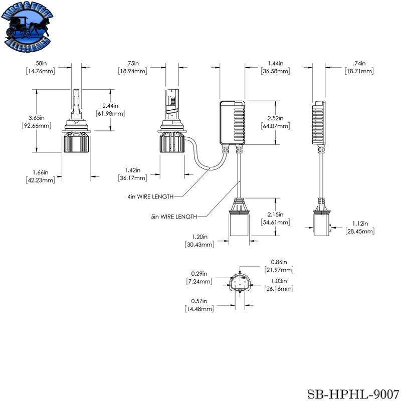SB-HPHL-9007 9007 / HB5 LED Light Bulbs - High Power 90W - Dual Beam - 10,000 Lumens - 6500K