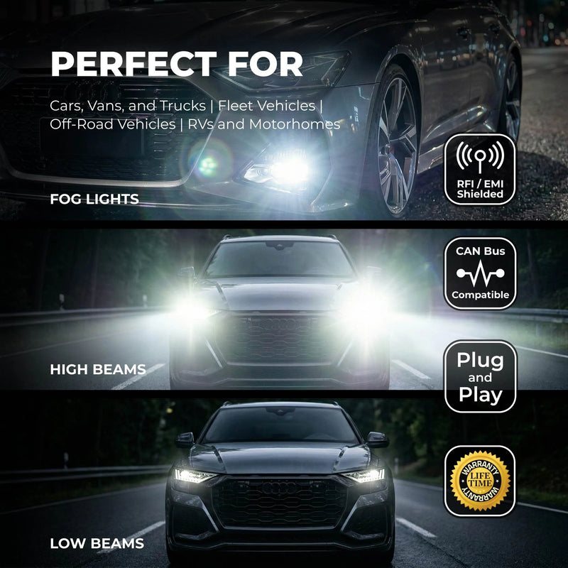 SB-HPHL-H11 H8 / H9 / H11 / H16 LED Light Bulbs - High Power 90W - High Beam / Low Beam / Fog Light - 10,000 Lumens - 6500K