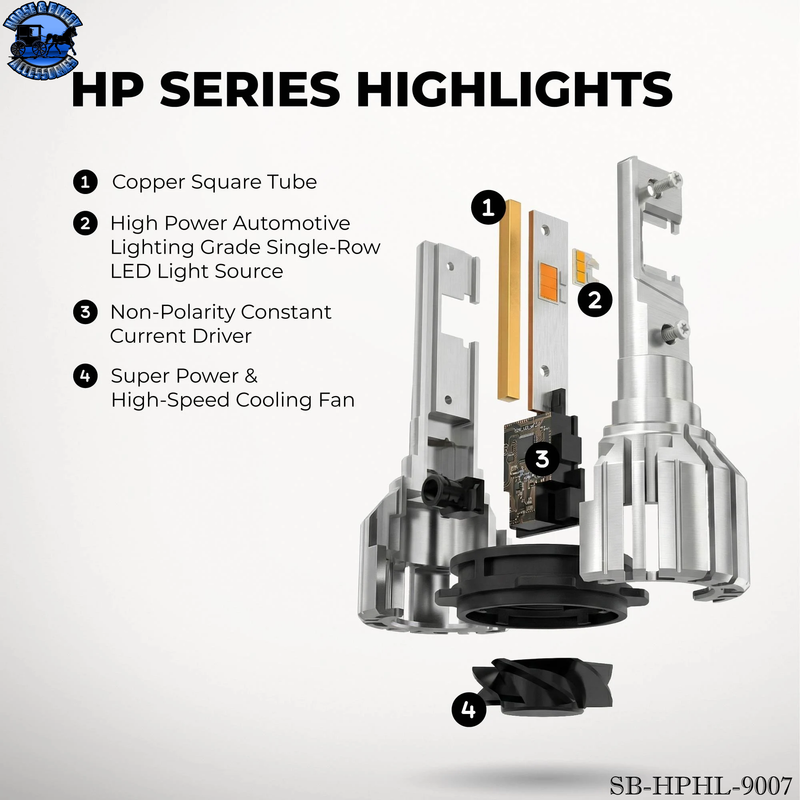 SB-HPHL-9007 9007 / HB5 LED Light Bulbs - High Power 90W - Dual Beam - 10,000 Lumens - 6500K