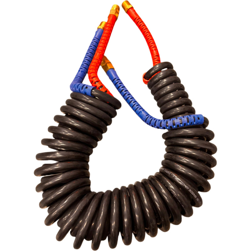 119-484 COMPACT COIL (20 Ft. Long) 1x70mm Diameter (Blue Grip) 1x40mm Diam. (Red Grip) AIR HOSE Tan