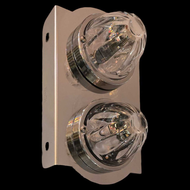 SS-1049  PAIR FRONT PETERBILT 579 (2013-2020) RADIUS STYLE MIRROR BRACKET W2 WM LIGHT HOLES CUT, SANDED AND BENT FROM 16GA SS 304 Rosy Brown