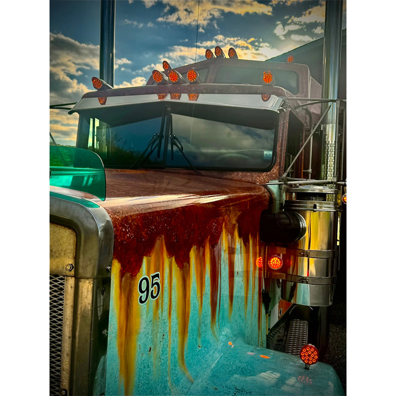 Rollin low Kenworth flat glass visor "timeless" (with bead roll) 9"x5" reverse bowtie 304 stainless #2015 Kenworth visor Dark Slate Gray