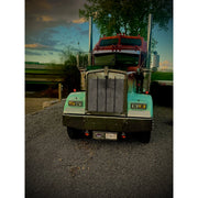 Rollin low Kenworth flat glass visor "timeless" (with bead roll) 9"x5" reverse bowtie 304 stainless #2015 Kenworth visor Dark Slate Gray