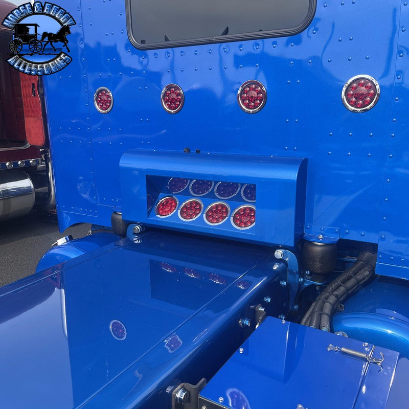 IC172017-21 Peterbilt shock box cover 48 in. / 52 in. & 63 in. / 72 in. Round Top Center Recessed with (3) 4 in. Light Holes